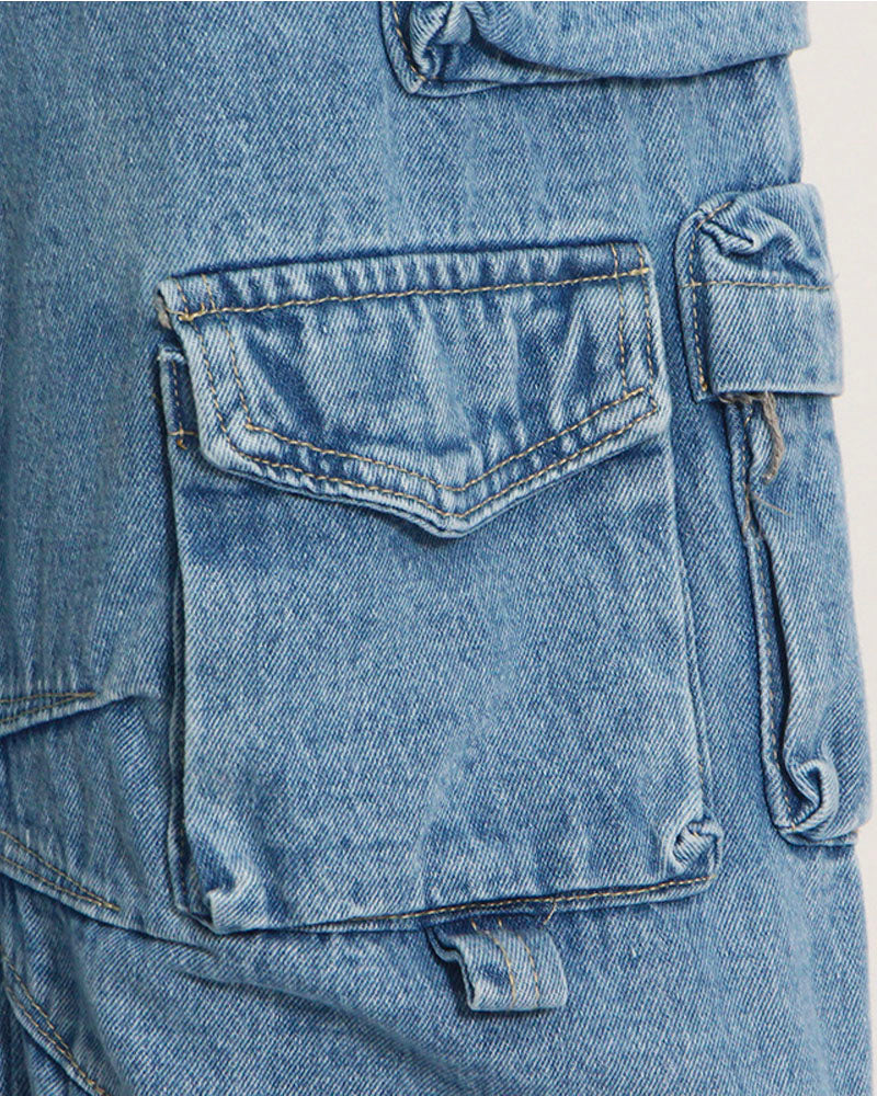 Hem Shift Tall-Friendly Denim Cargo Jeans