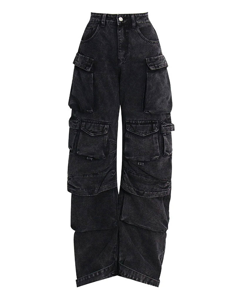Hem Shift Tall-Friendly Denim Cargo Jeans
